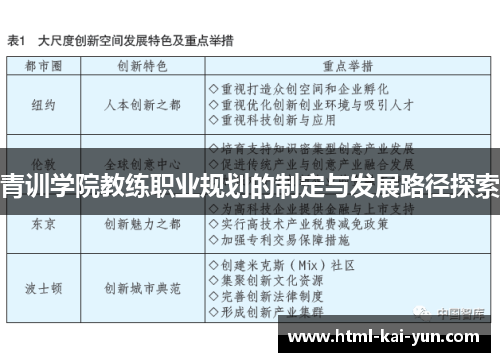 青训学院教练职业规划的制定与发展路径探索